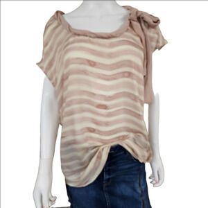 Daisy Fuentes Short Sleeve Round Neck Flowy Top Size XL